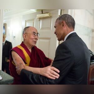 8x10 President Barack Obama greets His Holiness the Dalai Lama Photo Print